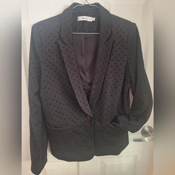🧡 2 for 35$ Super Cute Ricki Blazer black on black polkadot - Picture 1 of 3